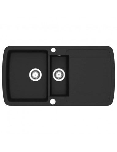 Lavello da Cucina in Granito Vasca Doppia Nero
