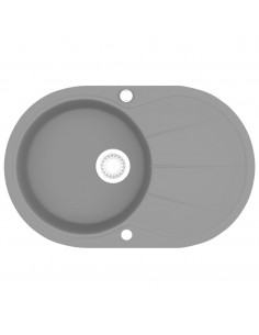 Lavello da Cucina in Granito Vasca Singola Ovale Grigio 2