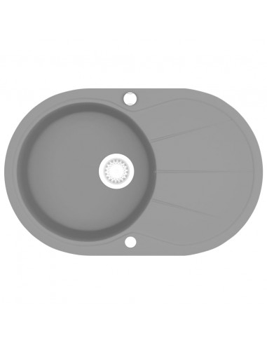 Lavello da Cucina in Granito Vasca Singola Ovale Grigio