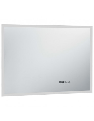 Specchio LED Bagno con Sensore Tattile Schermo Orario 100x60cm