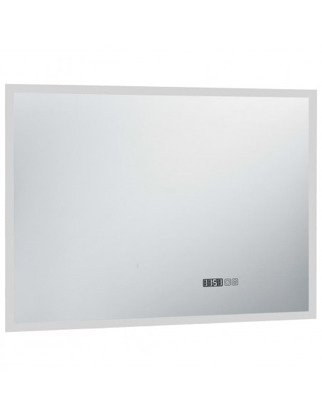 Specchio LED Bagno con Sensore Tattile Schermo Orario 100x60cm