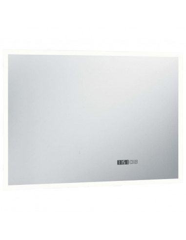 Specchio LED Bagno con Sensore Tattile Schermo Orario 100x60cm