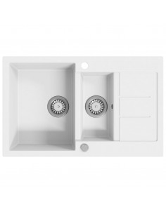 Lavello da Cucina in Granito Vasca Doppia Bianco 2