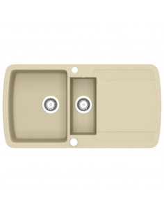 Lavello da Cucina in Granito Vasca Doppia Beige 2