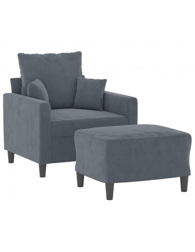 Poltrona con Poggiapiedi Grigio Scuro 60 cm in Velluto