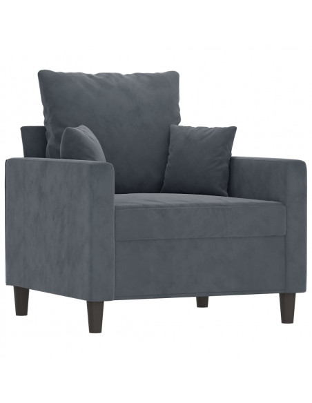 Poltrona con Poggiapiedi Grigio Scuro 60 cm in Velluto