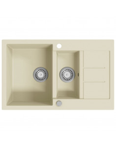 Lavello da Cucina in Granito Vasca Doppia Beige 2