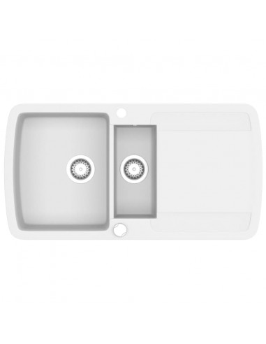 Lavello da Cucina in Granito Vasca Doppia Bianco