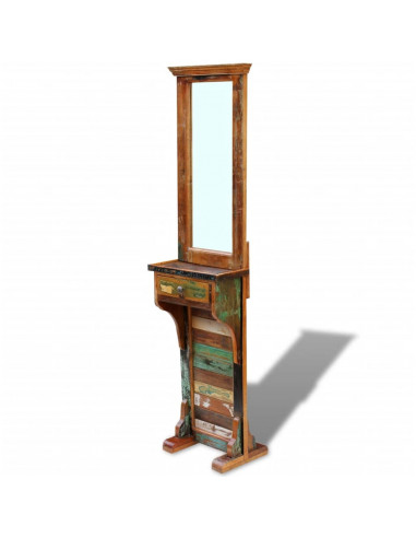 Specchio da Ingresso in Legno Massello di Recupero 47x23x180 cm