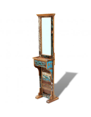 Specchio da Ingresso in Legno Massello di Recupero 47x23x180 cm