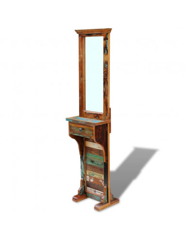 Specchio da Ingresso in Legno Massello di Recupero 47x23x180 cm