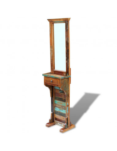 Specchio da Ingresso in Legno Massello di Recupero 47x23x180 cm