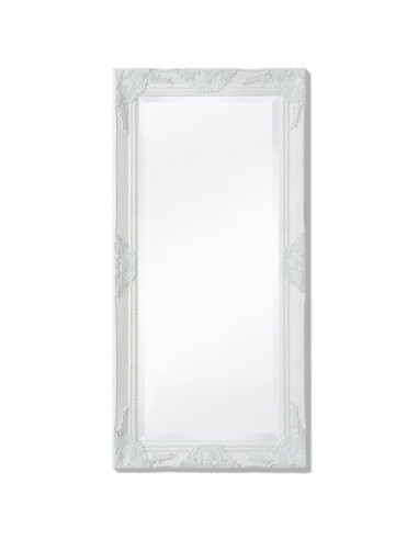 Specchio da Parete Stile Barocco 100x50 cm Bianco