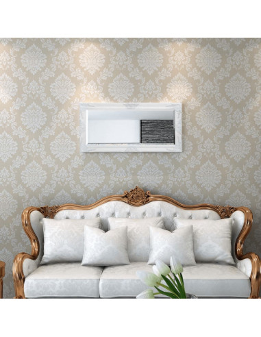 Specchio da Parete Stile Barocco 100x50 cm Bianco