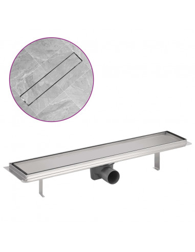 Canaletta di Drenaggio per Doccia 630x140 mm in Acciaio Inox