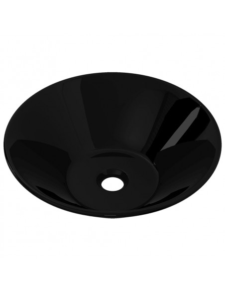 Lavandino da bagno in ceramica nera rotondo