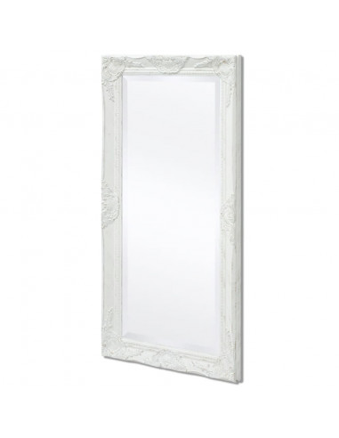 Specchio da Parete Stile Barocco 100x50 cm Bianco