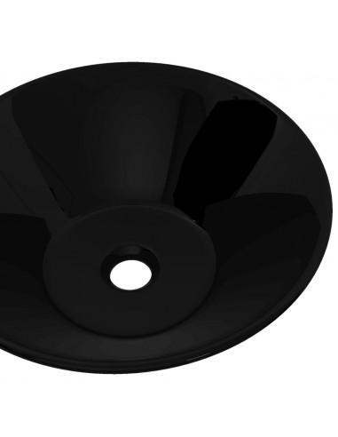 Lavandino da bagno in ceramica nera rotondo