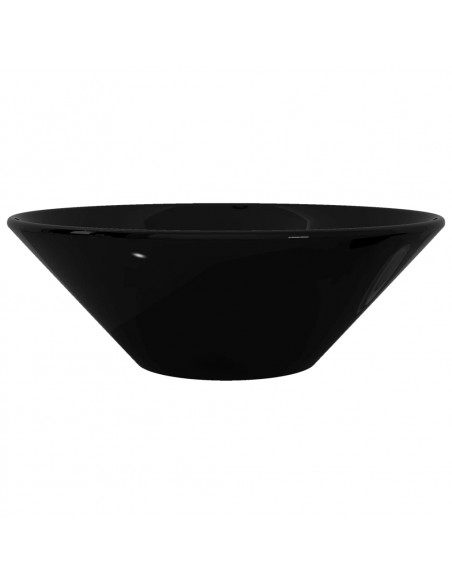 Lavandino da bagno in ceramica nera rotondo