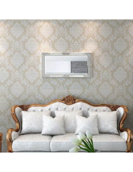 Specchio da Parete Stile Barocco 100x50 cm Argento