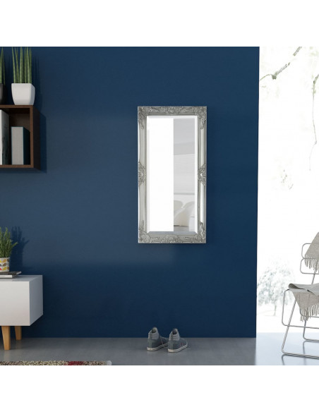 Specchio da Parete Stile Barocco 100x50 cm Argento
