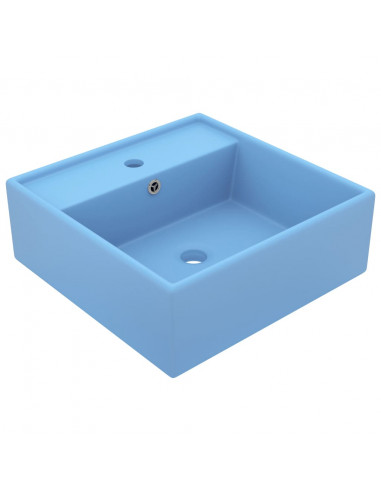 Lavabo Troppopieno Cubico Azzurro Opaco 41x41cm Ceramica