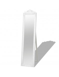 Specchio Autoportante Stile Barocco 160x40 cm Bianco 2