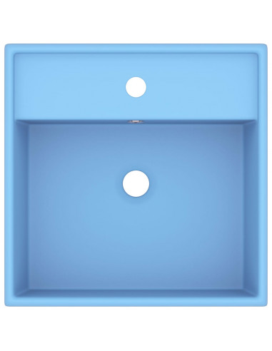 Lavabo Troppopieno Cubico Azzurro Opaco 41x41cm Ceramica