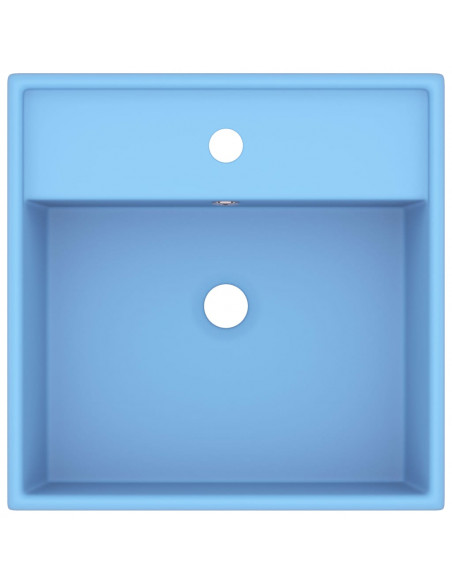 Lavabo Troppopieno Cubico Azzurro Opaco 41x41cm Ceramica