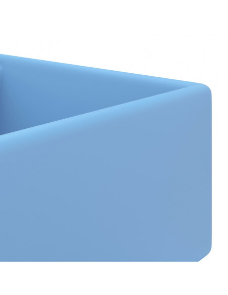 Lavabo Troppopieno Cubico Azzurro Opaco 41x41cm Ceramica