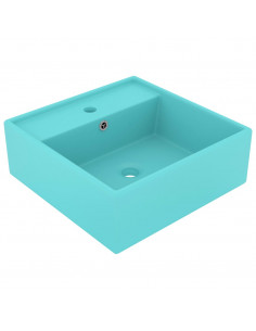 Lavabo Troppopieno Quadrato Verde Chiaro Opaco 41x41cm Ceramica 2