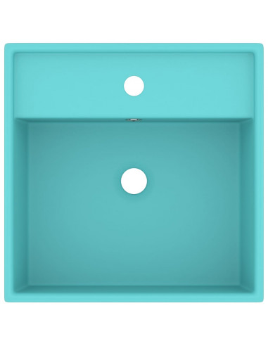 Lavabo Troppopieno Quadrato Verde Chiaro Opaco 41x41cm Ceramica