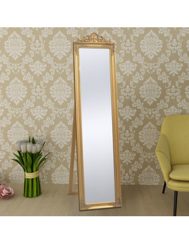 Specchio Autoportante Stile Barocco 160x40 cm Oro