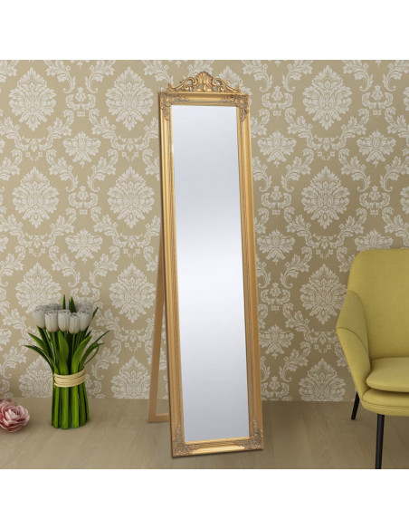 Specchio Autoportante Stile Barocco 160x40 cm Oro