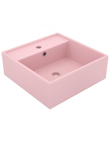 Lavabo Troppopieno Quadrato Rosa Opaco 41x41cm Ceramica