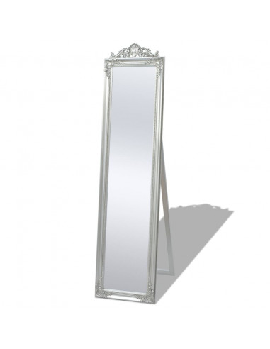 Specchio Autoportante Stile Barocco 160x40 cm Argento