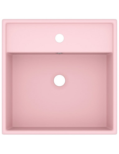 Lavabo Troppopieno Quadrato Rosa Opaco 41x41cm Ceramica