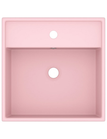 Lavabo Troppopieno Quadrato Rosa Opaco 41x41cm Ceramica
