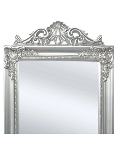 Specchio Autoportante Stile Barocco 160x40 cm Argento