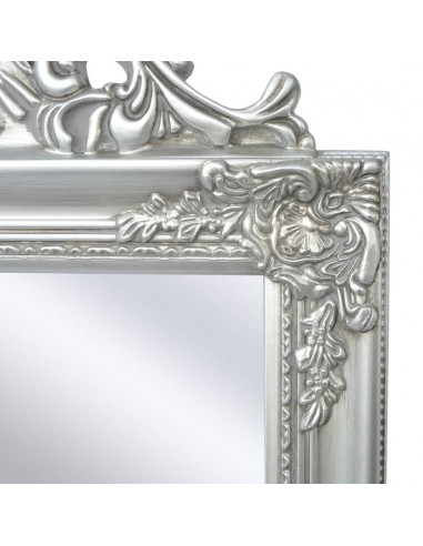 Specchio Autoportante Stile Barocco 160x40 cm Argento