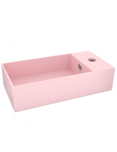 Lavandino con Troppopieno in Ceramica Rosa Opaco