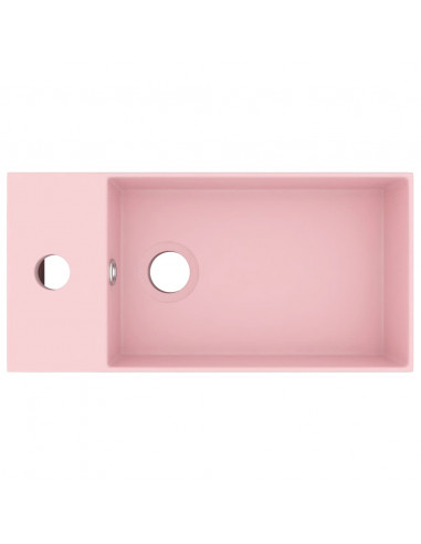 Lavandino con Troppopieno in Ceramica Rosa Opaco