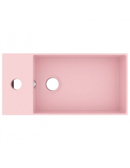 Lavandino con Troppopieno in Ceramica Rosa Opaco