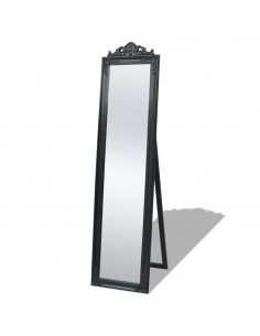 Specchio Autoportante Stile Barocco 160x40 cm Nero 2