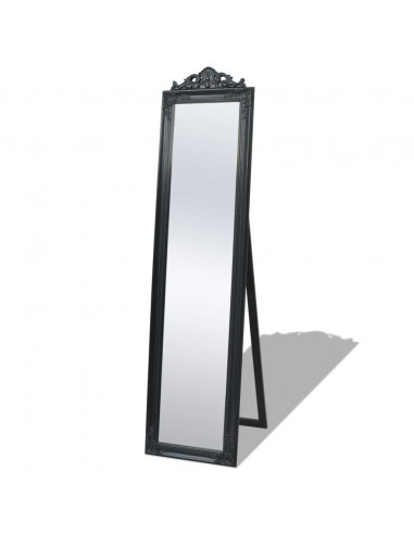 Specchio Autoportante Stile Barocco 160x40 cm Nero
