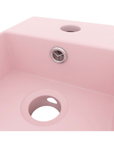 Lavandino con Troppopieno in Ceramica Rosa Opaco