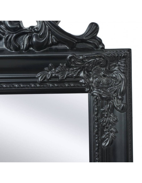 Specchio Autoportante Stile Barocco 160x40 cm Nero