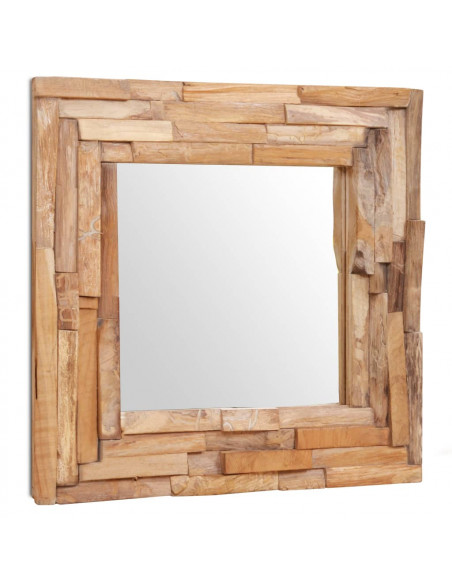 Specchio Decorativo in Legno di Teak 60x60 cm Quadrato