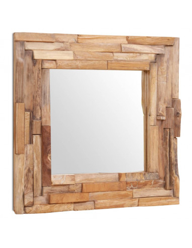 Specchio Decorativo in Legno di Teak 60x60 cm Quadrato