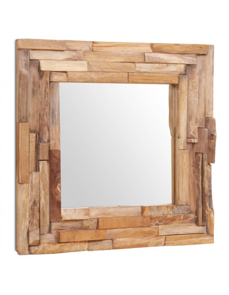 Specchio Decorativo in Legno di Teak 60x60 cm Quadrato